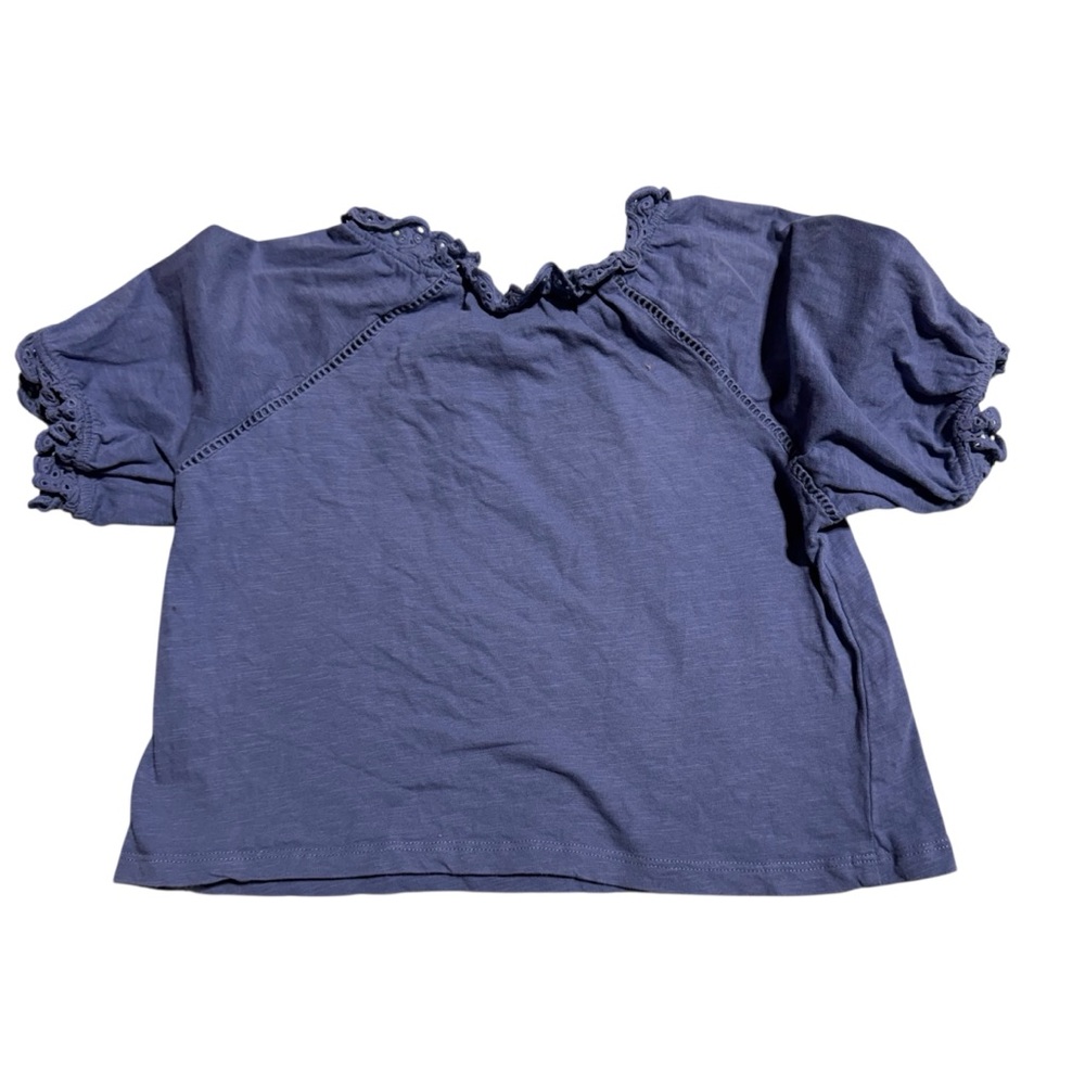 Stylish Girls' Navy Top with Ruffled‎ Sleeves
